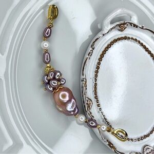 Handmade Freshwater Flameball Unicorn 🦄 Color Pearl Gold Plated Extender 😍